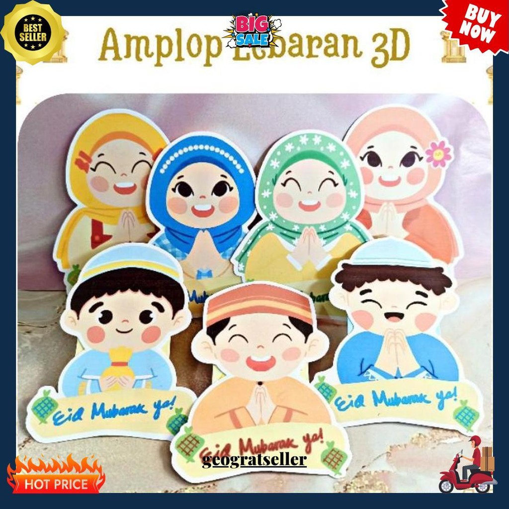 

(Isi 5Pc) Amplop Lebaran 3D Karakter Muslim Gratis Ongkir