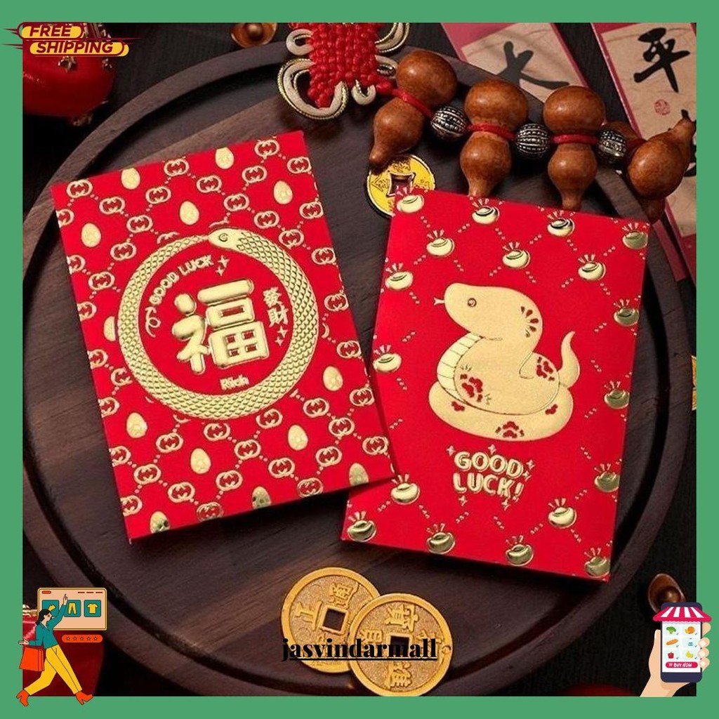 

Angpao Snake Red Gold Pendek Isi 6 Pcs Imlek 2025 Naga 2024 Amplop Tahun Baru China Dragon Ular Terlaris