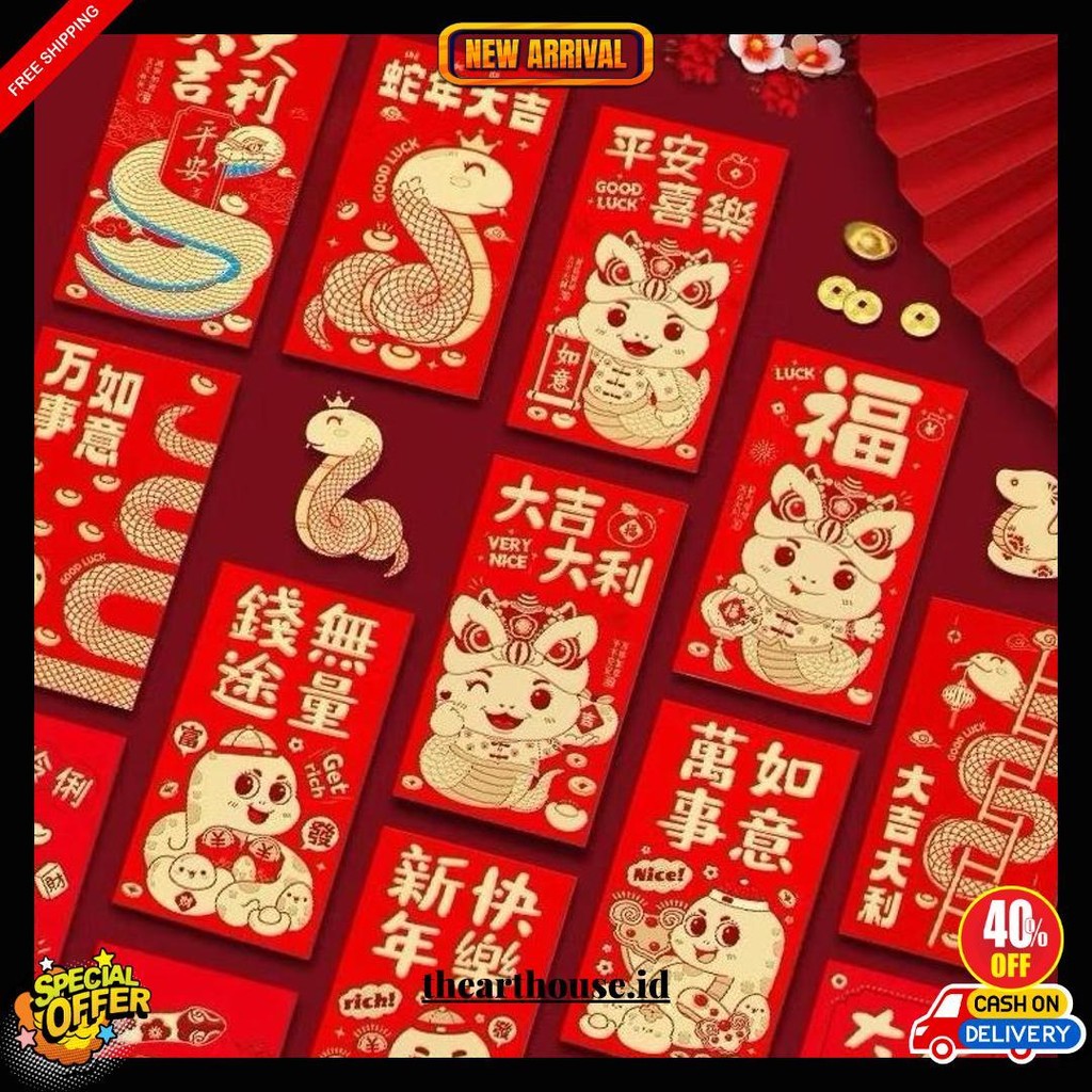 

Kertas Angpao Imlek / Hong Bao / Amplop Imlek / Amplop Sincia - Year Of Snake 2025 Cod