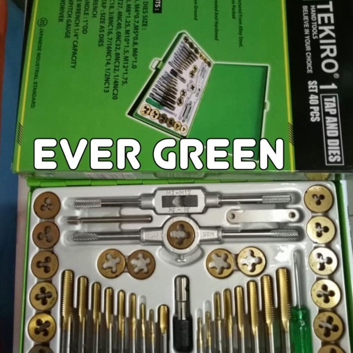 Kunci Tap Set Dan Snei Set 40 Pcs Tekiro Alat Hand Tap Drat Snai Drat 3 - 12