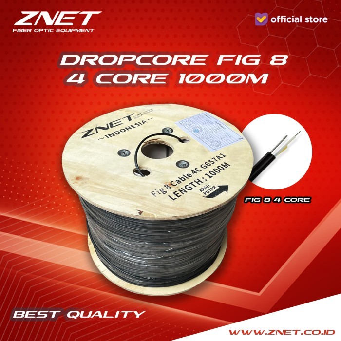 DROPCORE DROPWIRE FIG 8 4 CORE MURAH 1000M FIBER OPTIK KABEL FO FIG 8