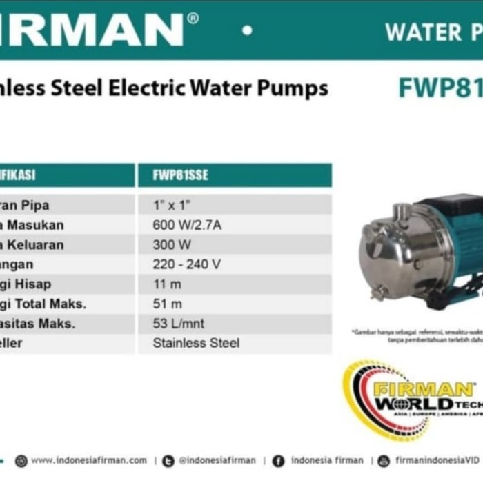 (:(:(:(] Pompa Air Semi jet Stainless Steel Firrman FWP 81 SSE / FWP81SSE