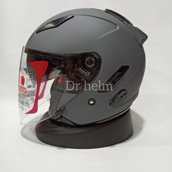 Helm Kyt Galaxy Flat R Polos Abu Doff Double Visor