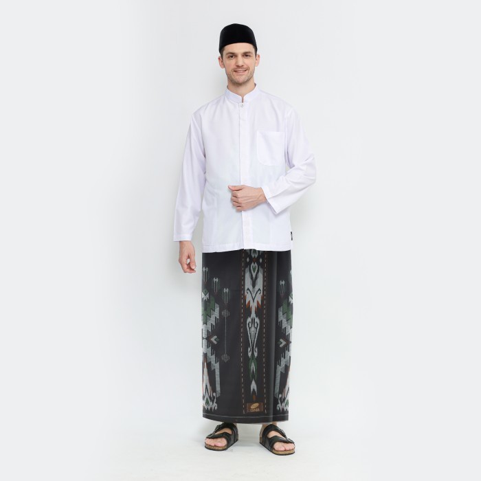 Kosanshoop Sarung Atlas Idaman 555 Harmoni Motif Bhs Sid Hitam Orange