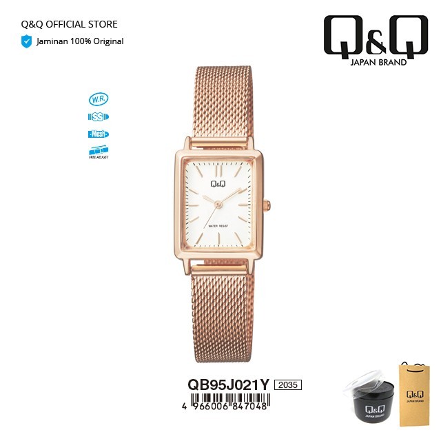 Q&Q Qnq Qq Original Jam Tangan Wanita Rantai Mesh Analog - Qb95 Qb95J