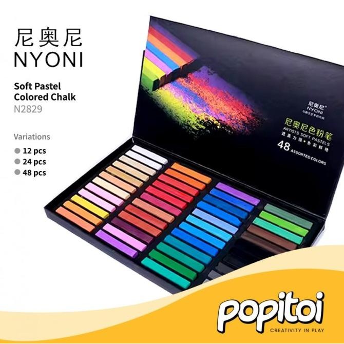 

Terlaris Nyoni N2829 Soft Pastel Colored Chalk Crayon Set Of 12/24/48 Krayon Warna Ready Stok