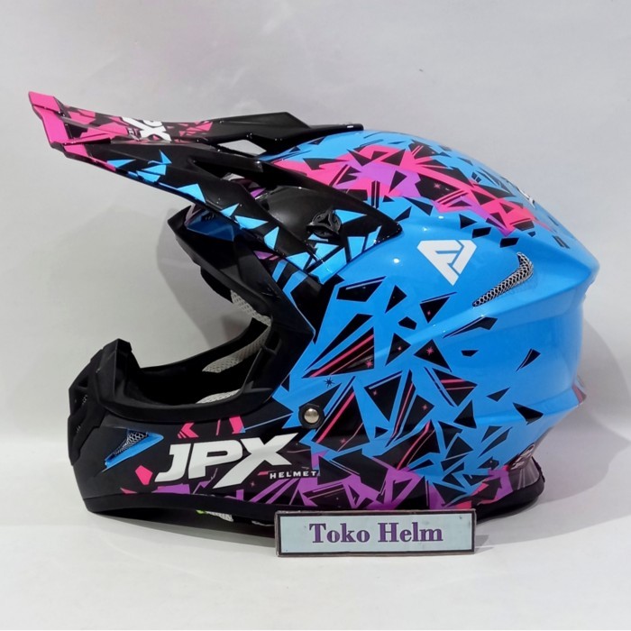 HELM JPX CROSS MOTIF X33 BLUE DOFF/METALIC