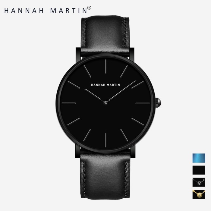 TERLARIS HANNAH MARTIN JAM TANGAN PRIA 100% ORIGINAL KEREN SANGAT TIPIS QUARTZ COWOK COUPLE KULIT
