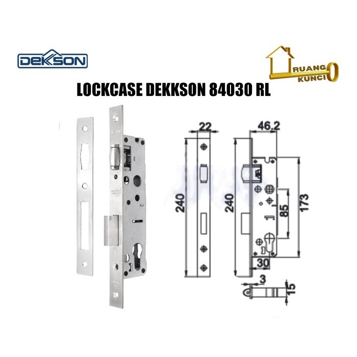 Mortise Lock Dekkson 84030 RL SSS Bodi Kunci PELOR Lockcase Swing DKS