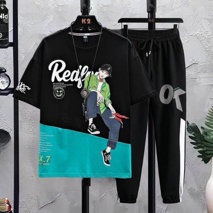 Set Casual 2in1 ( Kaos Oblong+Jogger) Setelan Anak Remaja Redance Boy