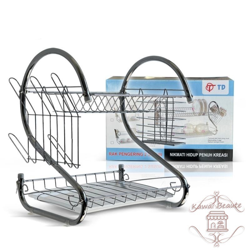 Gratis Ongkir Rak Piring Stainless Susun 2 Td Baja Kuat Lapis Krom Free Nampan Plastik