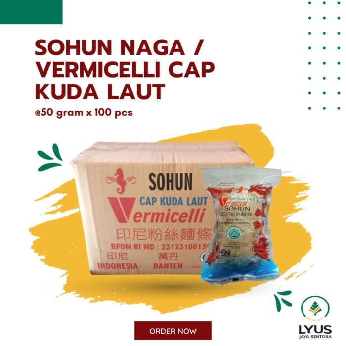 

TERLARIS SOUN / SOHUN NAGA LIONG CAP KUDA LAUT @50G X 100PCS (DUS) MURAH!!! MURAH