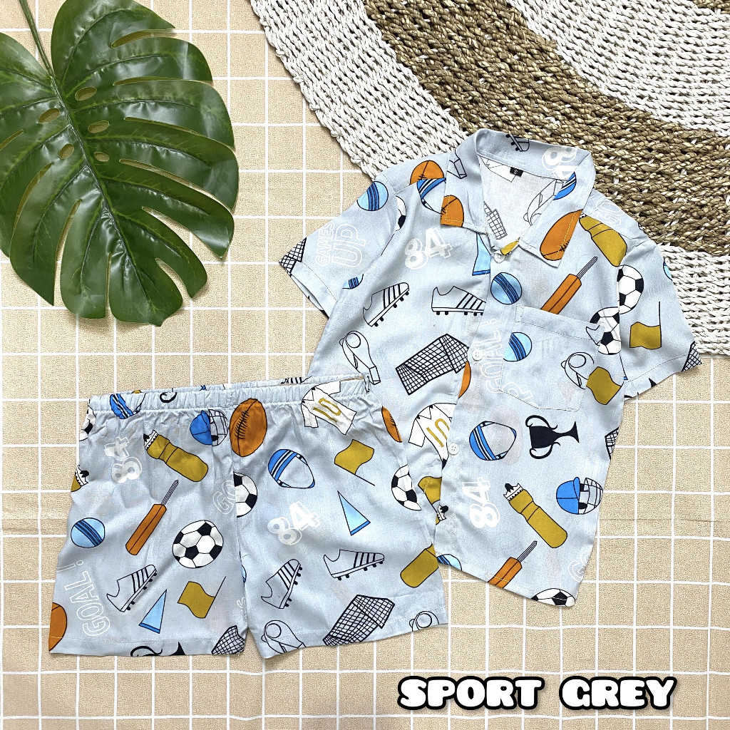 Murah Setelan One Set Piyama Anak Bahan Rayon Motif Pakaian Tidur Anak Perempuan Laki-Laki Unisex