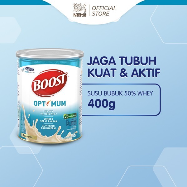 

TERLARIS NESTLE BOOST OPTIMUM SUSU NUTRISI VANILA DEWASA DAN LANSIA KALENG 400G MURAH!!! MURAH