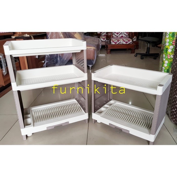 Disc Rak Lemari Piring Plastik Susun 3 Olymplast