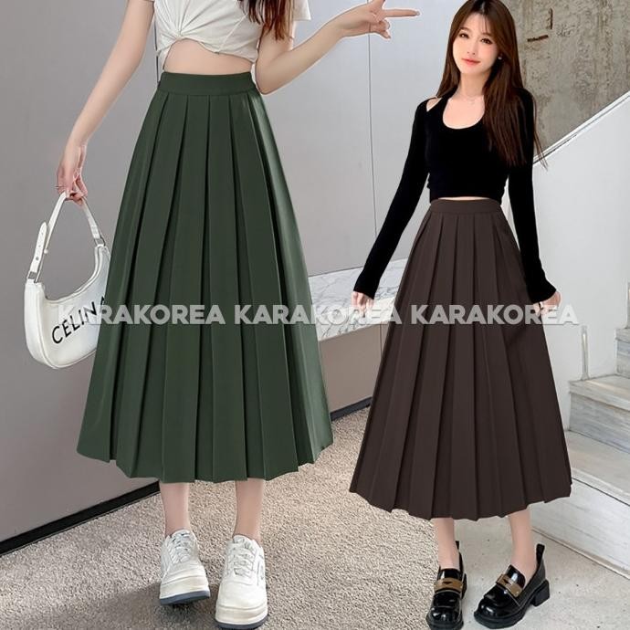 (555 XL/XXL/XXXL)Long Tennis Skirt/Korean Pleated Skirt/Rok Panjang Terlaris