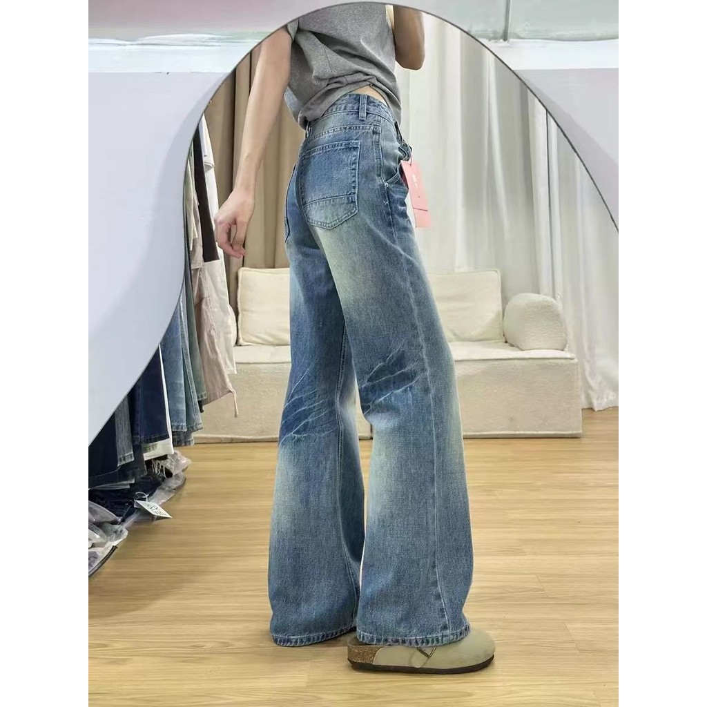 Jeans Wanita Setengah Bawah Pinggang Lebar