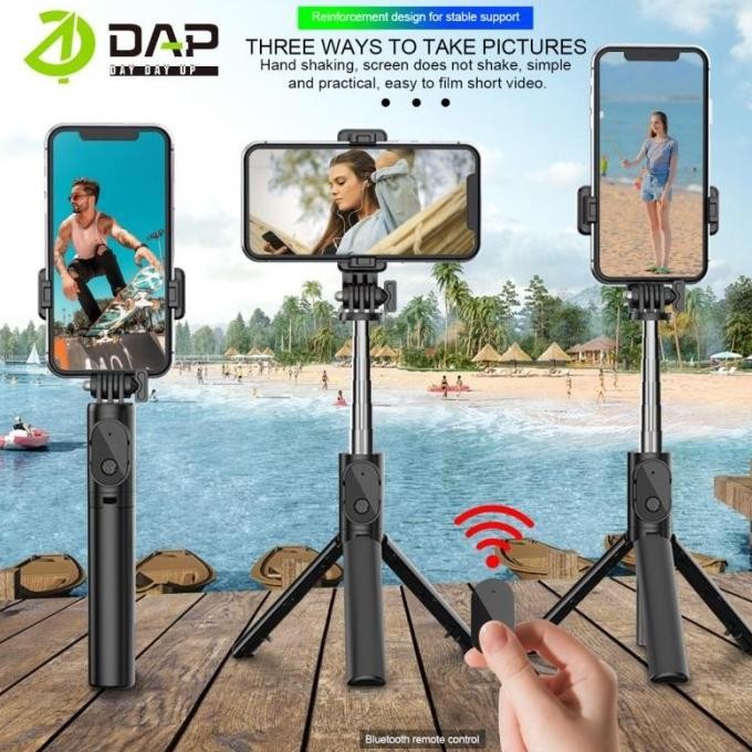 Produk Baru Dap Dh-P01 Selfie Stick Tongsis Bluetooth Tripod 3 In 1 / Tongsis Hp T
