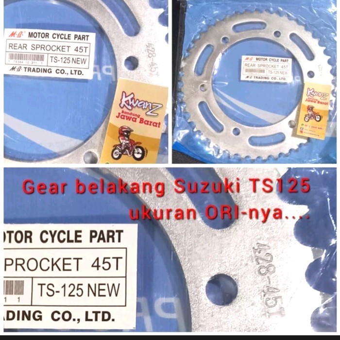 Gear Belakang Suzuki Ts125 Ukuran 45 Gear Tromol Suzuki Ts125 Gear Tromol Belakang Suzuki Ts125 Gigi