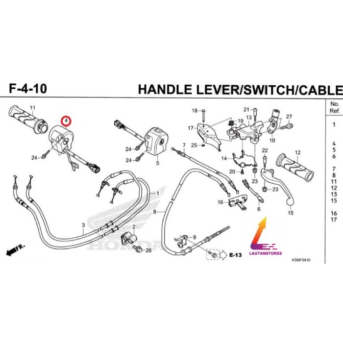 35130-K60-B62 Holder Kanan Rumah Saklar Tombol Stater Vario125 Led Iss Termurah Langka