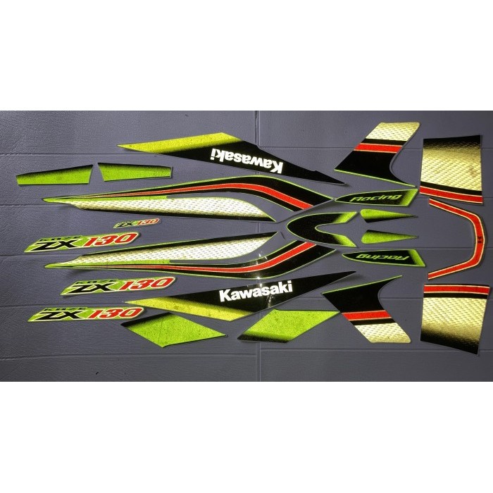 Striping Stiker Sticker Lis List Les Cover Kover Body Set Kawasaki Kaze Zx130 Zx 130 Hijau Hitam Bah