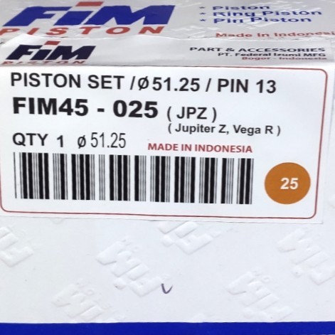 Piston Seher Kit Jupiter Z Vega R New Oversize 25 Fim Termurah Langka