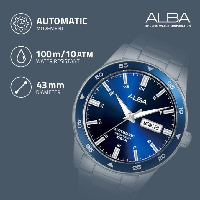 Murah Alba Jam Tangan Pria Al4593 Automatic Stainless Steel Silver Watch