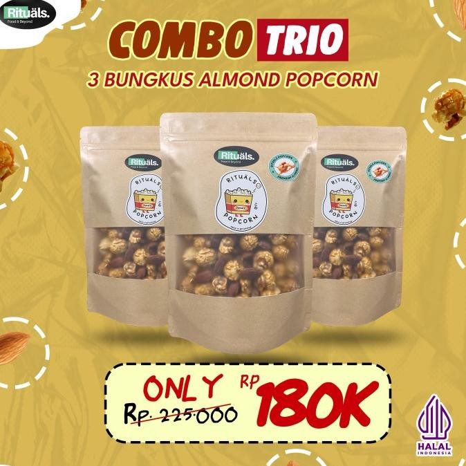 TERBARU [COMBO TRIO] 3 BUNGKUS RITUALS POPCORN ALMOND CARAMEL - HOMEMADE BY WILLY KUN 