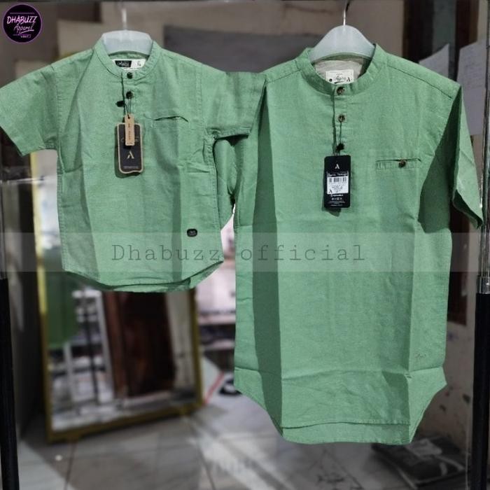 Produk Unggulan Agera Vintage Baju Kemeja Koko Kemko Couple Pasangan Ayah Anak Lengan Pendek Kancing