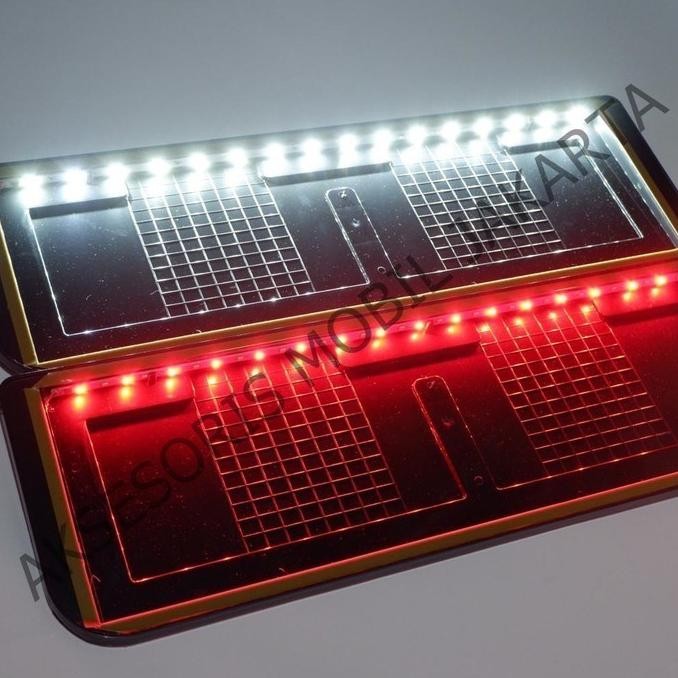 ready cover tempat plat nomor mobil avanza akrilik lampu putih rem merah