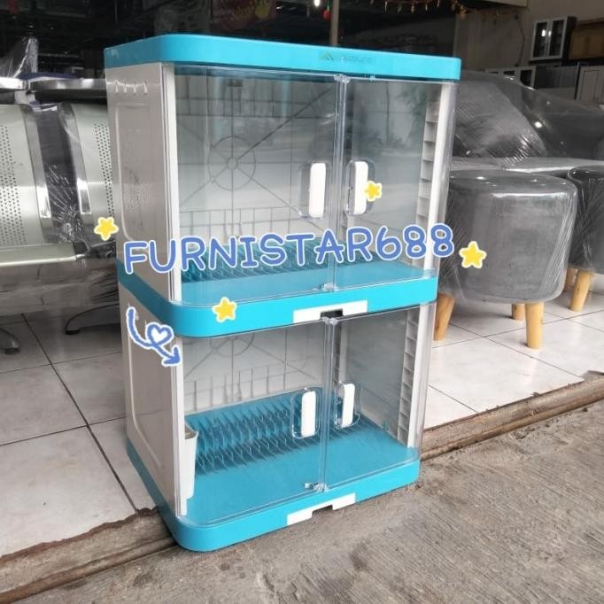 Rak Piring Plastik Jumbo 2 Tingkat Plastik Fawsline Store_Denada