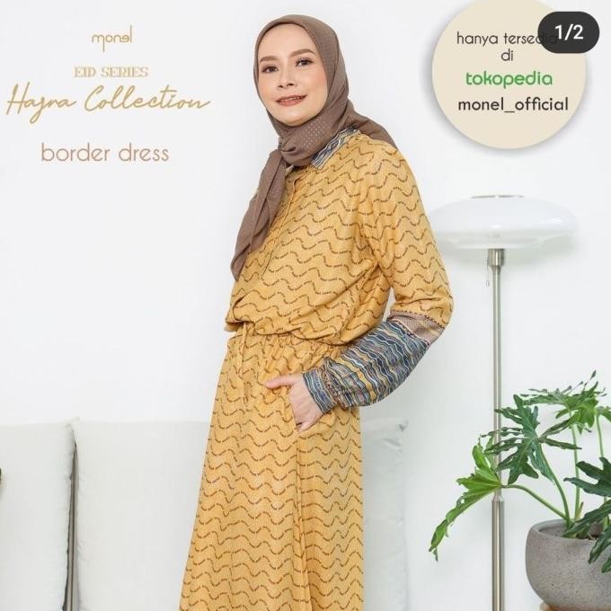 Gamis Casual Wanita Muslim Border Dress By Monel Shop_Novian