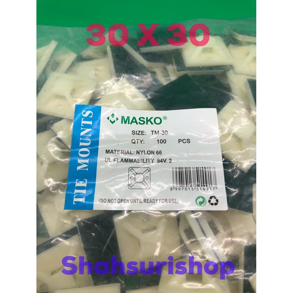 

TERLARIS! TIE MOUNT 30x30 mm MERK MASKO PREMIUM QUALITY PEREKAT KABEL TIES