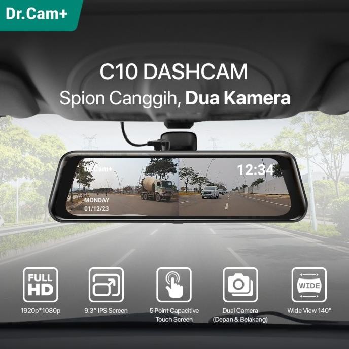 DR.Cam+ C10 Alpha Spion DVR Mobil 9.3" - Streaming Rear View