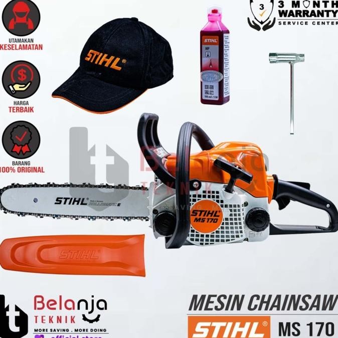 STIHL Chainsaw MS 170 14 Inch Mesin Potong Kayu MS170 Gergaji Kayu 14"