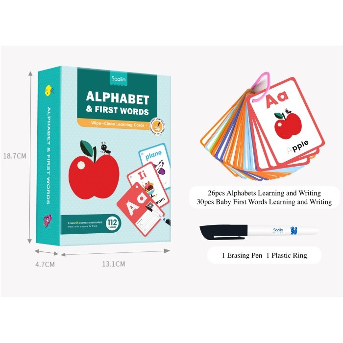 SAALIN WIPE CLEAN FLASH CARDS MAINAN EDUKASI ANAK
