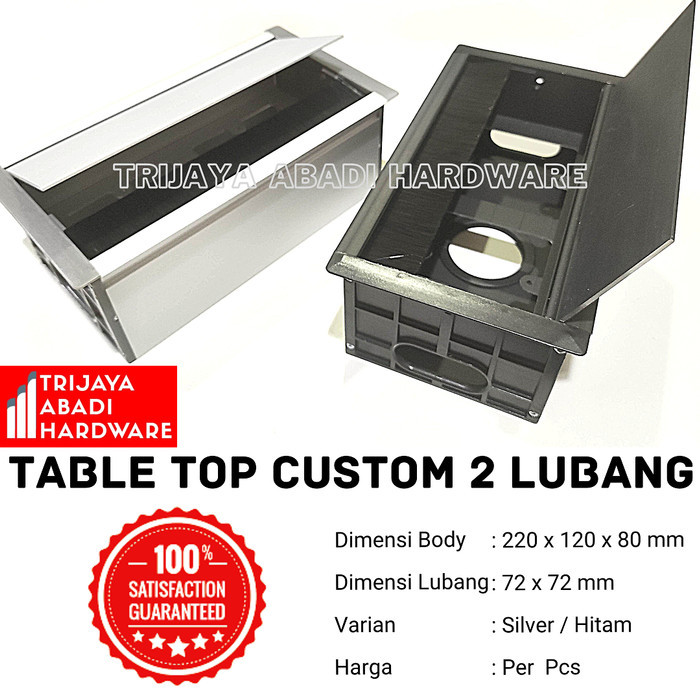 Steker Stop Kontak 2 Lubang Kabel Table Top Box Meja Tanam Alumunium