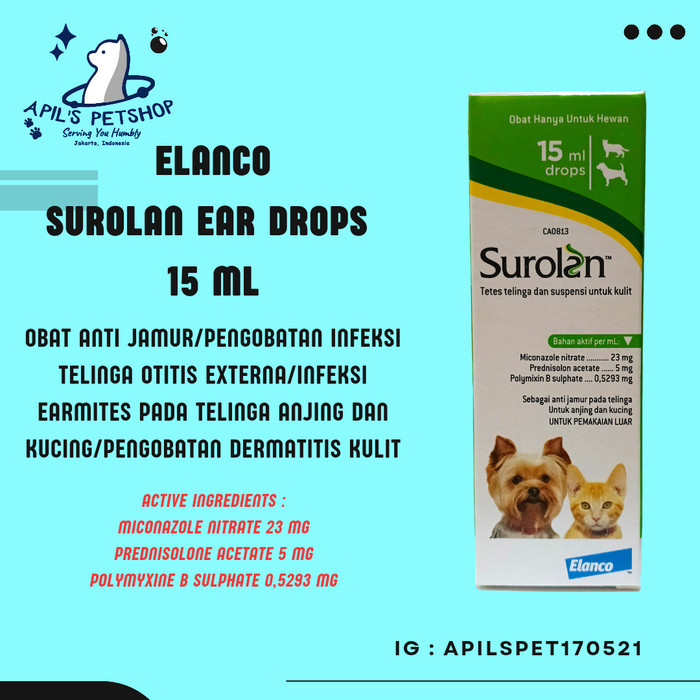 SUROLAN DROPS - OBAT TETES TELINGA EARMITES DERMATITIS KUCING ANJING