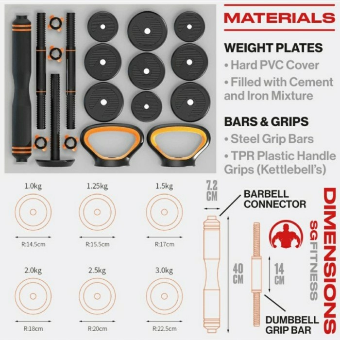 FED DUMBELL BARBELL SET 30KG