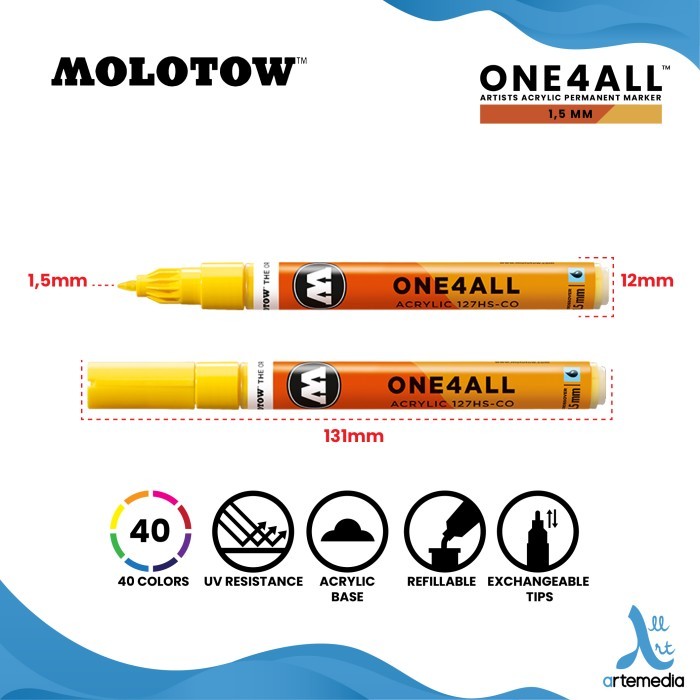 

SPIDOL PERMANEN WARNA MOLOTOW ONE4ALL 1,5MM ACRYLIC PAINT MARKER - 1/2