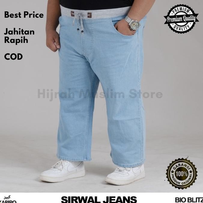 Celana Sirwal Jeans Denim Size Besar Jumbo 3Xl - 6Xl Bigsize Pria Dewasa Cingkrang Zupermall07