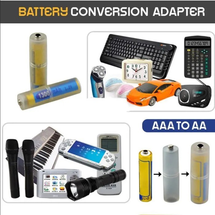 Adapter Converter Case Baterai A2 Ke A3 AAA ke AA AAA to AA Konverter Baterai Batre Batere Kotak