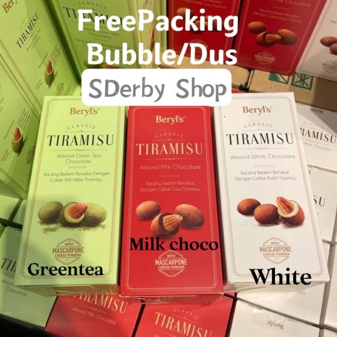 

BIG SALE BERYLS CLASSIC TIRAMISU ALMOND BOX 200 GRAM MILK CHOCOLATE GREENTEA !!!!!