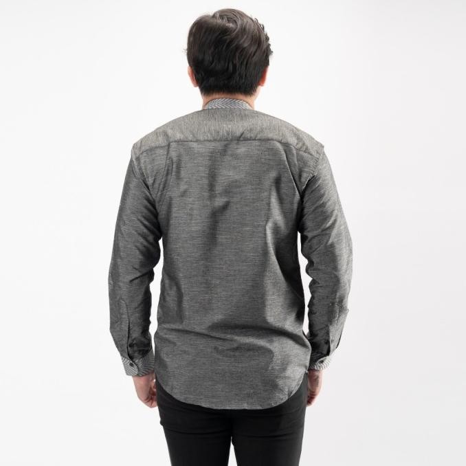 Baju Koko Muslim Pria Kemeja Koko Pria Slim Fit Lengan Panjang Fortun Remo Kofr 10 Abu Silver Kerrop