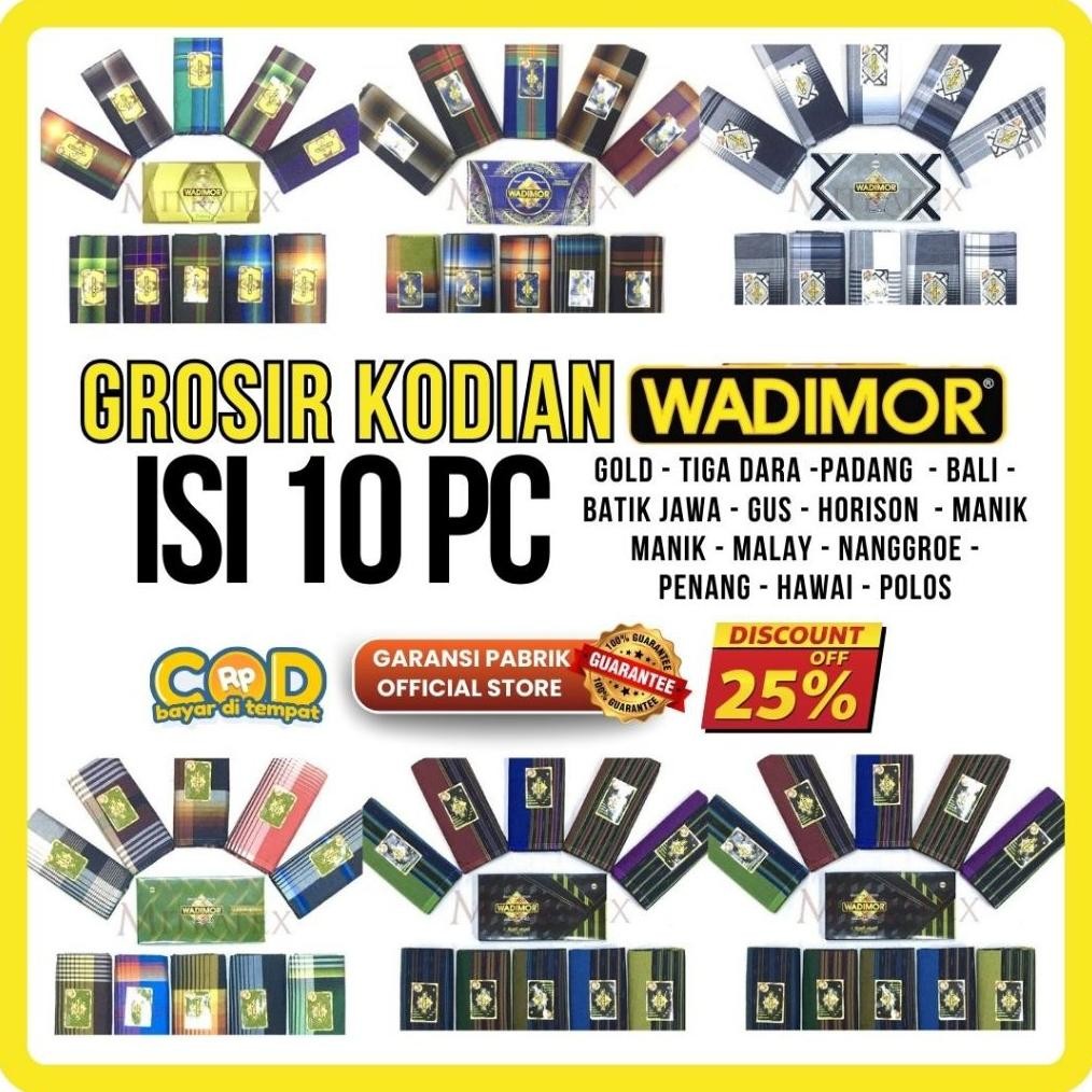 Sarung Wadimor Grosir 10 Pcs Kodian Murah Motif Terbaru 2025 Gold Hitam Polos Tumpal Bali Batik Jawa