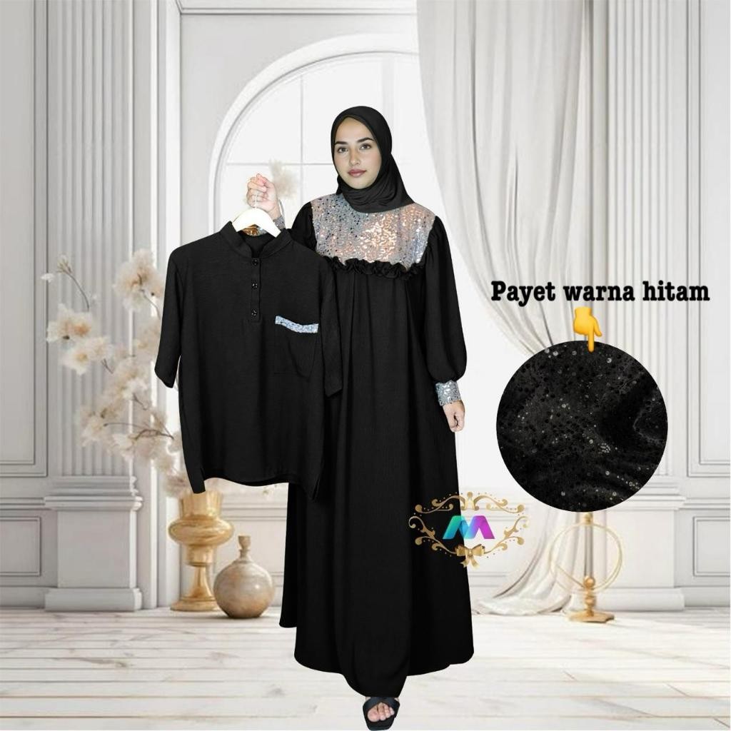 Gamis Couple Brokat Kapel Pasangan Batik Lebaran Idul Fitri Muslimah Sarimbit Pria Wanita Dewasa Fam