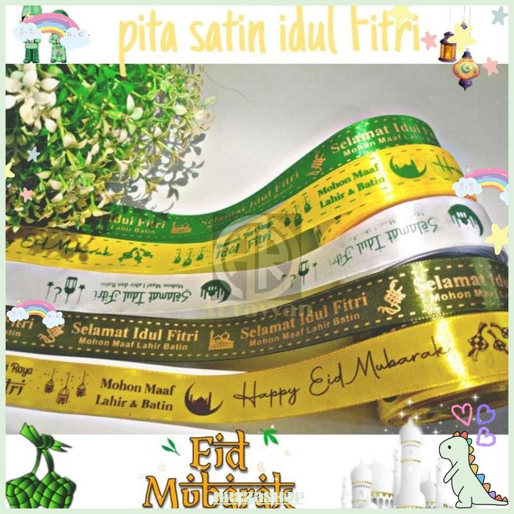 

( 1 Roll ) Pita Satin Idul Fitri 1 Inch 2.5 Cm Pita Kado Hiasan Hampers Lebaran Eid Mubarok Pita Lebaran 4 Cm 1.5 Inch 1/2 Inch 1.5 Cm Cod