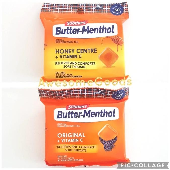 

BIG SALE SOOTHERS AUSTRALIA BUTTER-MENTHOL MULTIPACK 3 X 10 LOZENGES !!!!!
