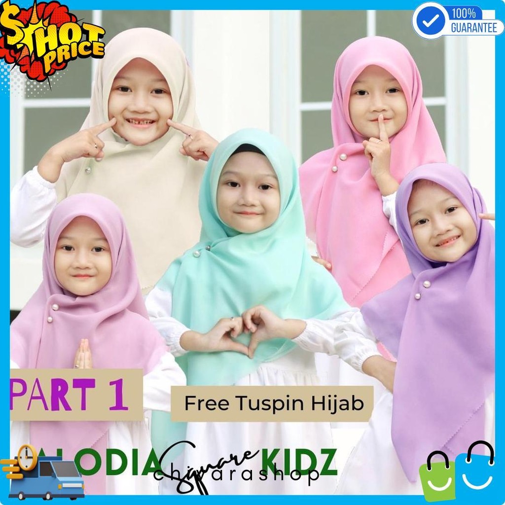 Jilbab Segiempat Anak Lasercut  / Kerudung Segi Empat Hijab Square Premium Marun Hitam Black Putih W