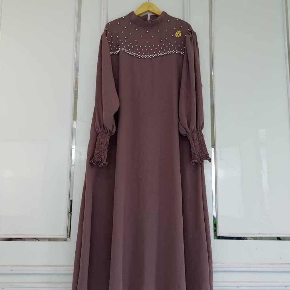 Promo Zenya Dress | Gamis Jumbo Ld 130Cm Payet Mutiara Mewah Crinkle Airflow Lengan Balon Wanita Mus